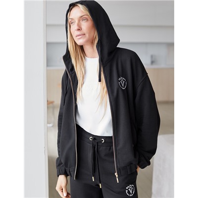 Зип худи на молнии из эластичного футера двухнитки с резинкой по низу и манжетами