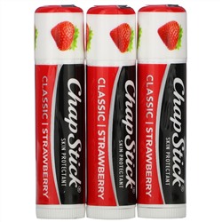 Chapstick, Защитный бальзам для губ, «Классическая клубника», 3 тюбика по 4 г