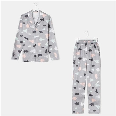 Пижама (рубашка, брюки) женская KAFTAN «Елки», размер 40-42