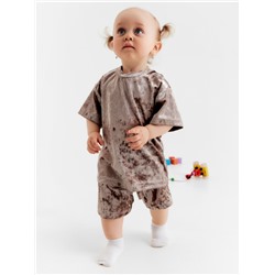 Костюм (шорты и футболка) Крошка Я «Бархат», рост 92-98 см, бежевый
