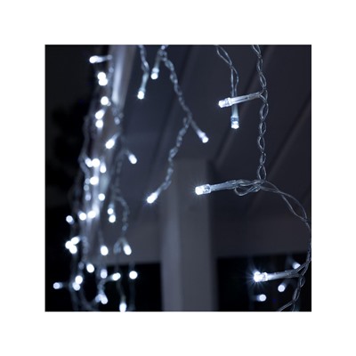 Гирлянда «Бахрома» 3×0.6 м, IP44, УМС, прозрачная нить, 160 LED, свечение белое, мерцание белым, 220 В
