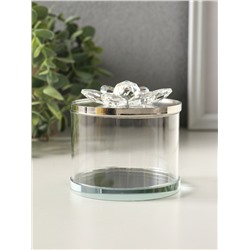 Шкатулка для украшений «Лотос», стекло, с крышкой и металлическим ободком под серебро 8.2×8.2×8.5 см