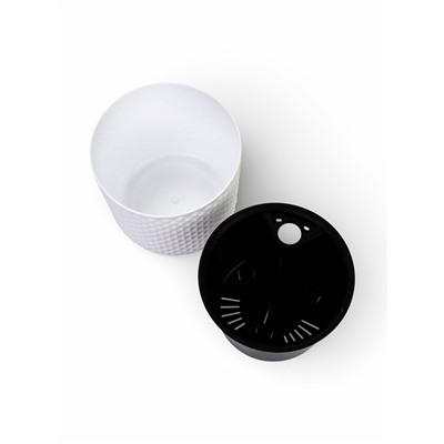 Кашпо для цветов «Фасет», 6.2 л, d=22 см, h=20 см, пластиковое, с автополивом, со вставкой, белое