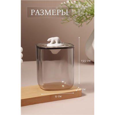 Органайзер для хранения «Медведь», с крышкой, 9×9×13.5 см, белый, прозрачный