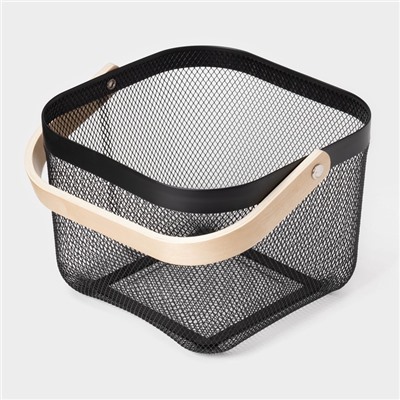 Корзинка универсальная LaDо́m, квадратная, с ручкой, 24.5×24.5×18 см, чёрная