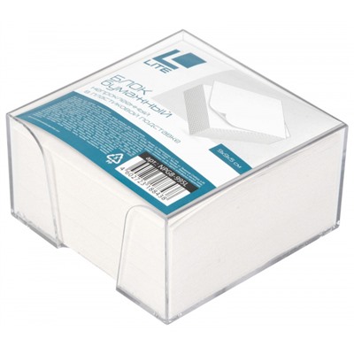 Бумага для заметок в пластик. боксе 9х9х5 см белая NPGB-995L LITE