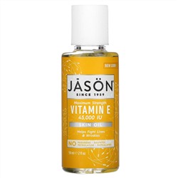 Jason Natural, Чистое натуральное масло для кожи, максимально эффективный витамин Е, 45 000 МЕ, 59 мл (2 жидких унции)