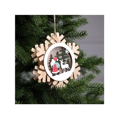 Ёлочная игрушка «Дед Мороз с подарками», 15.5 см, 1 LED, от батареек, свечение тёплое белое