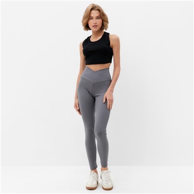 Легинсы спортивные с фактурной резинкой женские MINAKU, графит, размер 42