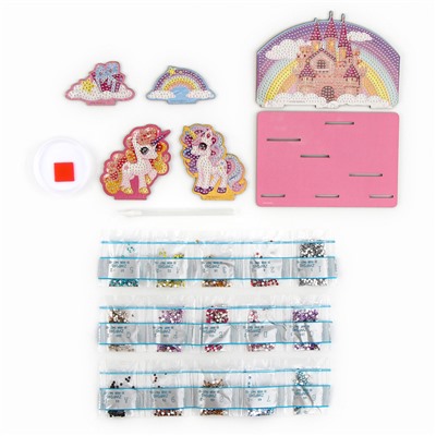 Алмазная мозаика для детей с частичным заполнением на фигурках «Сказочные Единорожки»