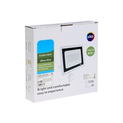 Прожектор светодиодный, 50 Вт, 4000 Лм, 6500К, Датчик движения, IP66