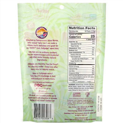 Zollipops, The Clean Teeth Pops,  Tropical Fruits, 23-25 Pops, 5.2 oz
