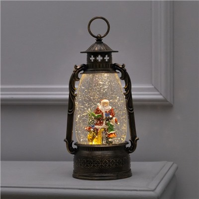 Светодиодная фигура «Фонарь с Дедом Морозом» 15×30×12.5 см, пластик, батарейки ААх3 (не в комплекте), USB, свечение тёплое белое