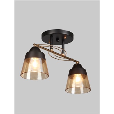 Люстра потолочная BayerLux «Кансе», 2хЕ27, 40 Вт, черно-золотой, 41×15×23 см