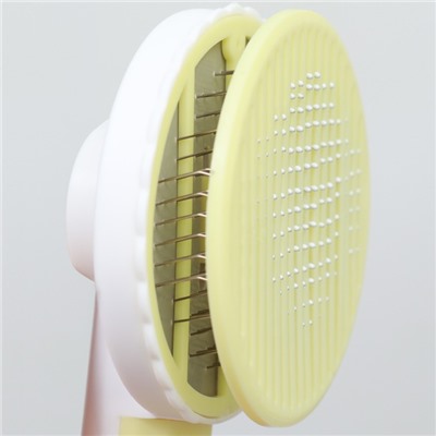 Пуходёрка, 7.7×19.1 см, с функцией самоочистки, пластик, жёлтая