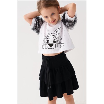 Комплект трикотажный для девочек: джемпер (футболка), юбка PLAYTODAY, 1240019