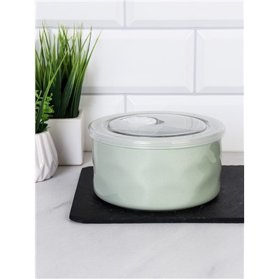 Контейнер салатник 650 мл крышка с клапаном / R-126 /уп 48/ Фарфор оливковый