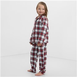 Пижама для девочки новогодняя из фланели (рубашка и брюки) KAFTAN, размер 30 (98-104 см), красно-белая
