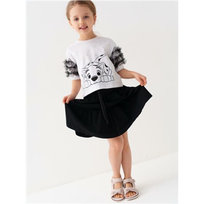 Комплект трикотажный для девочек: джемпер (футболка), юбка