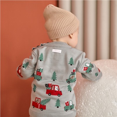 Костюм для мальчика (джемпер, штаны) вязаный «Крошка Я. Машинки», рост 68-74 см