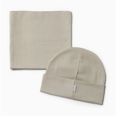 Комплект (шапка, шарф-снуд) для девочки, серый, размер 50-52 (3-5 лет)