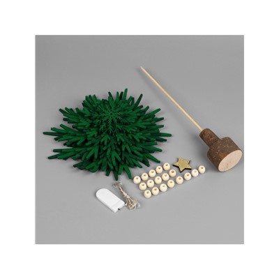 Набор для творчества «Ёлка зелёная» 18×36×18 см, дерево, текстиль, батарейки CR2032×2 (в комплекте), свечение тёплое белое