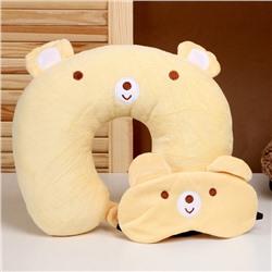 Подушка для путешествий на шею «Мишка», с маской для сна