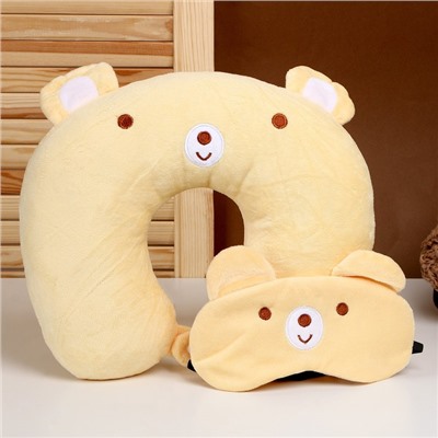 Подушка для путешествий на шею «Мишка», с маской для сна