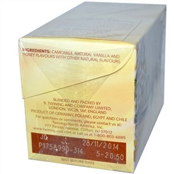 Twinings, травяной чай, ромашка, мед и ваниль, без кофеина, 20 чайных пакетиков в индивидуальной упаковке, 32 г (1,13 унции)