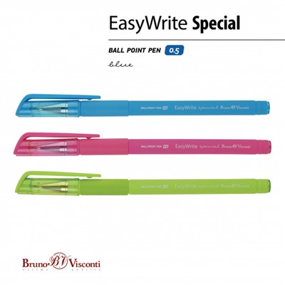 Ручка шариковая 0.5 мм "EasyWrite.SPECIAL" синяя (4 цвета корпуса) 20-0040 Bruno Visconti