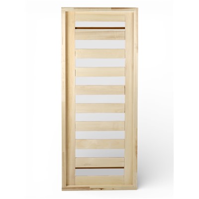 Дверь для бани и сауны «Зебра», коробка 170×70 см, деревянная, стекло 4 мм