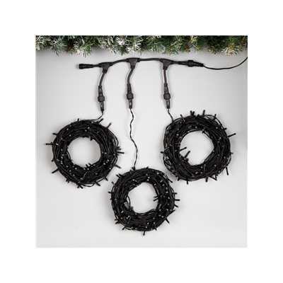 Гирлянда «Клип-лайт» 3 нити по 20 м, IP44, УМС, тёмная нить, 399 LED, свечение синее, 8 режимов, 24 В