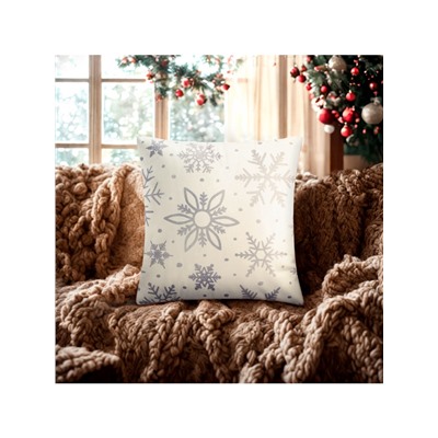 Наволочка декоративная новогодняя «Этель. Снежинки» 40×40 см