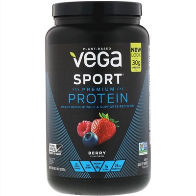 Vega, Sport, белковая смесь премиум-качества, со вкусом ягод, 801 г (28,3 унции)