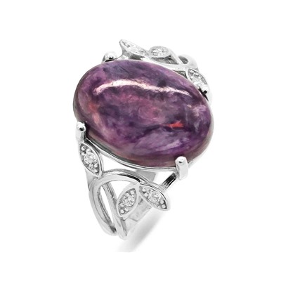 Кольцо из серебра чароит, СПН4043