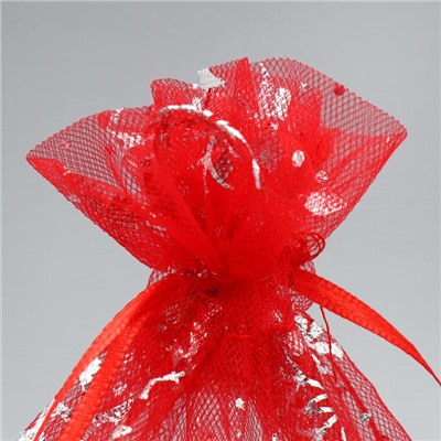 Мешочек подарочный новогодний органза «Снежинки на ветру», тиснение, органза, 16×24 см ± 1.5 см