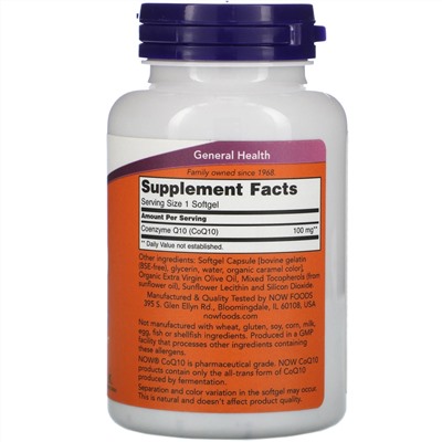 Now Foods, коэнзим Q10, 100 мг, 150 капсул