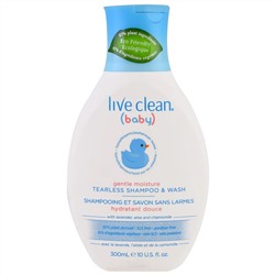 Live Clean, Для детей, мягкое увлажнение, шампунь и гель для душа без слез, 10 унций (300 мл)