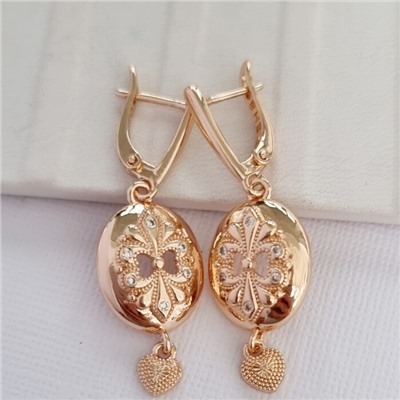 Серьги ювелирная бижутерия коллекция "Дубай" покрытие позолота, вставка: фианиты, цвет: прозрачный, арт.314.787