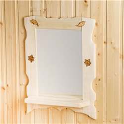 Зеркало для бани и сауны, настенное, с полкой, «Добропаровъ»