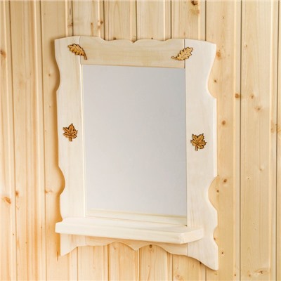 Зеркало для бани и сауны, настенное, с полкой, «Добропаровъ»