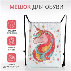 Мешок для обуви на шнурке, с принтом, размер 32×1×40 см, белый/разноцветный