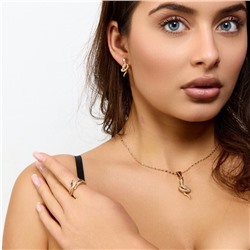 Комплект ювелирной бижутерии коллекция "Дубай" в форме змеи серьги, кулон и кольцо 18 р, покрытие позолота, арт.217.473-18