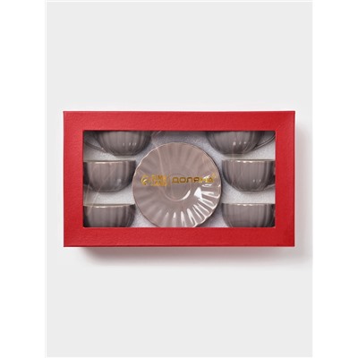 УЦЕНКА Чайный сервиз «Вивьен» 6 чашек 200 мл, 6 блюдец d=15 см, цвет серый