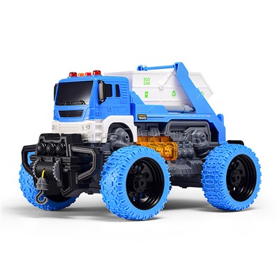 Машина "Эко-мусоровоз" 1:16 (свет, звук) в коробке (цвет синий)