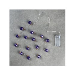 Гирлянда «Нить» 1.6 м с насадками «Синие шарики», IP20, серебристая нить, 15 LED, батарейки ААх2 (нет в комплекте), свечение белое