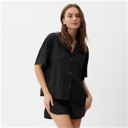 Пижама женская (рубашка, шорты) KAFTAN «Полоска», размер 44-46, чёрная