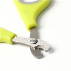 Ножницы-когтерезы с мягкими ручками, отверстие 8 мм, зелёно-серые