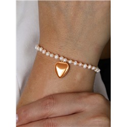 Браслет из золочёного серебра с пресноводным культивированным жемчугом - Сердце 251-20-211-18з
