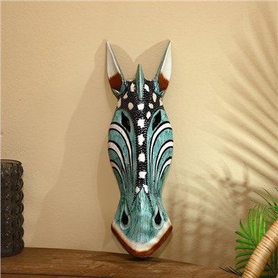 Маска «Зебра», 50 см, дерево албезия, голубая